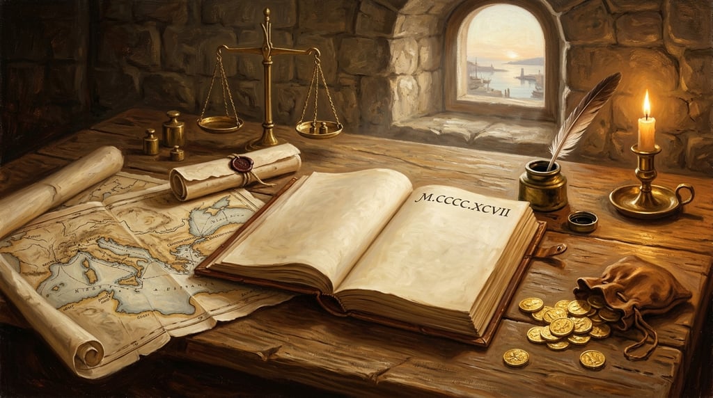 A merchant's counting house at dawn